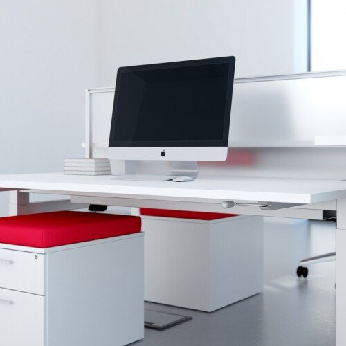 Elite Progress Lite Height Adjustable Double Bench Desk MFC 1600 x 1600mm