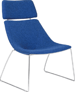 Elite Escape Lounger Sled Base Chair with Headrest - Black Frame