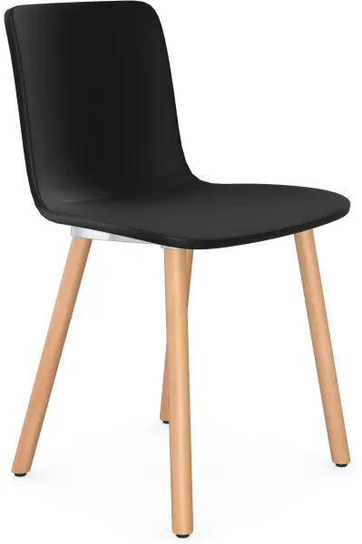 Elite Ben Breakout Chair With Polypropylene Shell And Wooden Legs - Black