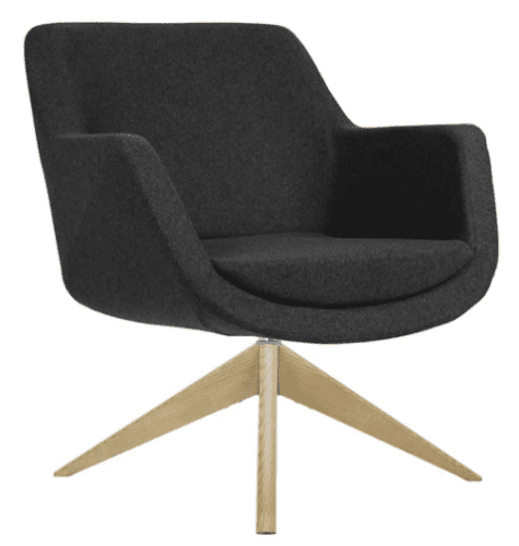 Elite Elipsa Low Back Lounge Chair with Swivel Wooden Pyramid Base