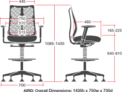Elite Airflex Draughtsman Chair with Flexible Contoured Back - No Arms