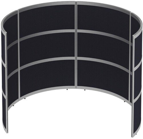 Elite Huddle Single Curved Screen with Bottom Fabric Panels & Top Fabric on Inner Curve & Whiteboard on Outer Curve Panels