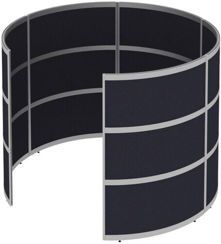 Elite Huddle Single Curved Screen with Bottom & Middle Fabric Panels & Top Acrylic Panels