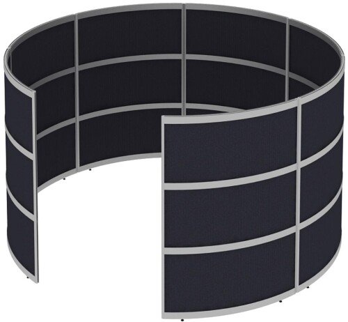 Elite Huddle Single Curved Screen with Bottom & Top Fabric Panels & Middle Acrylic Panels