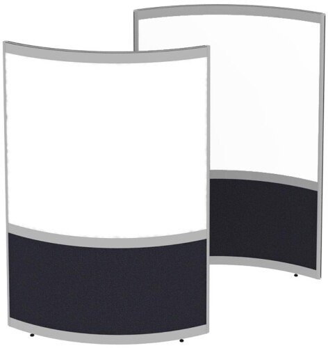 Elite Huddle Single Curved Screen with Bottom Fabric Panels & Top Whiteboard Panels
