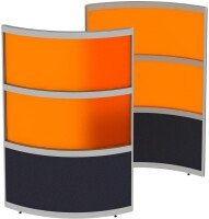 Elite Huddle Single Curved Screen with Bottom Fabric Panels & Middle & Top Acrylic Panels