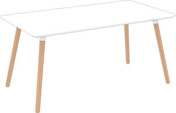 Elite Tondo Rectangular Top Round Wooden Leg Meeting Table - 1600 x 900 x 720mm