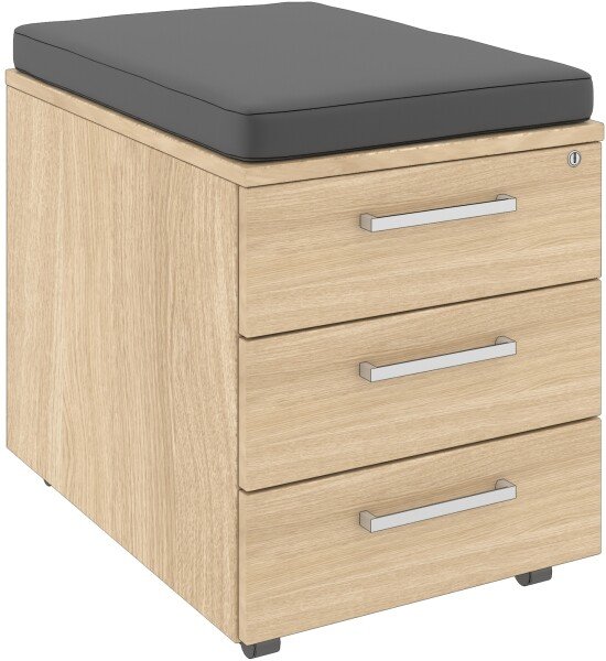 Elite 3 Drawer Low Mobile Pedestal with Seat Pad 418 x 600 x 609mm
