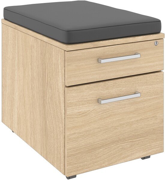 Elite 2 Drawer Low Mobile Pedestal with Seat Pad 418 x 600 x 542mm