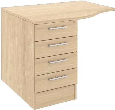 Elite 4 Drawer Desk High Pedestal with Curved Overhanging Top - System Drawer 1000 x 800-600mm