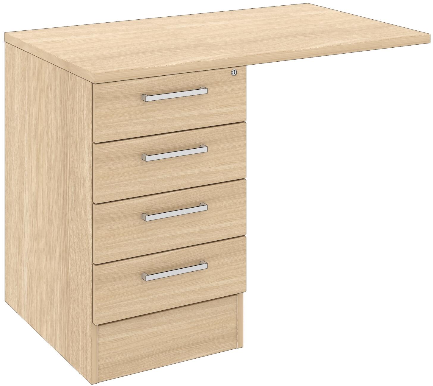 Elite 4 Drawer Desk High Pedestal With Overhanging Top Elite Office