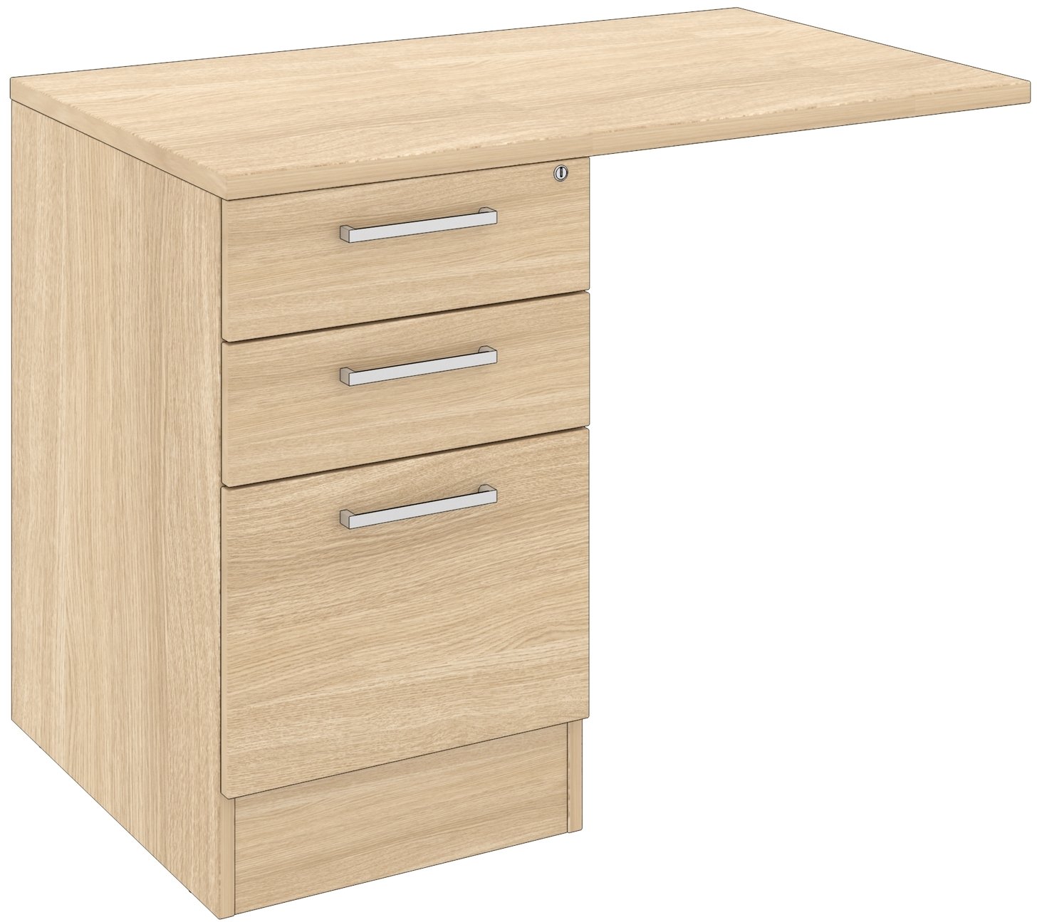 Elite 3 Drawer Desk High Pedestal With Overhanging Top - Elite Office ...